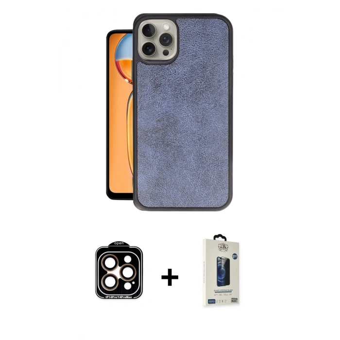 MARSİLYAN™- iPhone 14 Pro Max Kılıf Kıvılcım Işık Serisi - Siyah Bilvis Hayalet Cam Ekran Koruyucu + PVD Metal Kamera Lens - TU