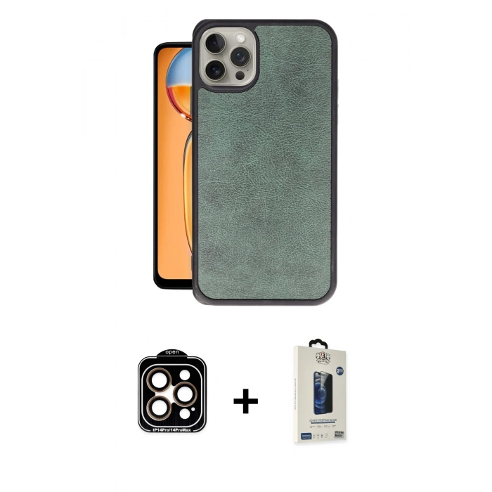 MARSİLYAN™- iPhone 14 Pro Max Kılıf Kıvılcım Işık Serisi - Siyah Bilvis Hayalet Cam Ekran Koruyucu + PVD Metal Kamera Lens - TU