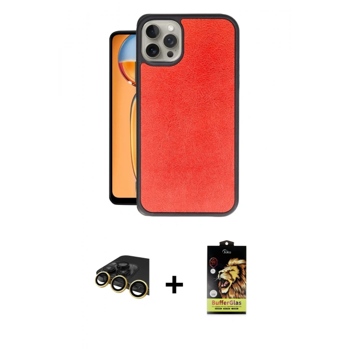 MARSİLYAN™- iPhone 14 Pro Max Kılıf Kıvılcım Işık Serisi - Siyah Buffer Cam Ekran Koruyucu + Gold Raze Metal Kamera Lens