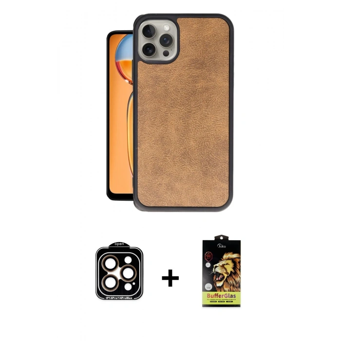 MARSİLYAN™- iPhone 14 Pro Max Kılıf Kıvılcım Işık Serisi - Siyah Buffer Cam Ekran Koruyucu + PVD Metal Kamera Lens - TU