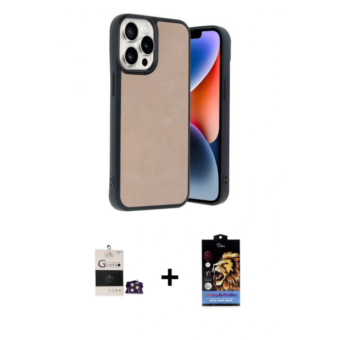 MARSİLYAN™- iPhone 14 Pro Max Kılıf Kıvılcım Işık Serisi - Siyah Buffer Hayalet Cam Ekran Koruyucu + Bilvis Titan Kamera Lens - GD