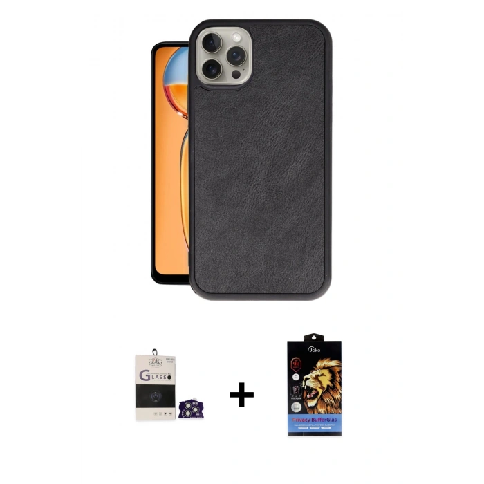 MARSİLYAN™- iPhone 14 Pro Max Kılıf Kıvılcım Işık Serisi - Siyah Buffer Hayalet Cam Ekran Koruyucu + Bilvis Titan Kamera Lens - GS