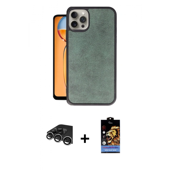 MARSİLYAN™- iPhone 14 Pro Max Kılıf Kıvılcım Işık Serisi - Siyah Buffer Hayalet Cam Ekran Koruyucu + Raze Metal Kamera Lens - GS