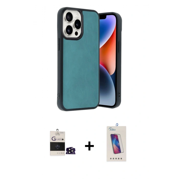 MARSİLYAN™- iPhone 14 Pro Max Kılıf Kıvılcım Işık Serisi - Siyah Joko 5D Cam + Bilvis Titan Kamera Lens - SH