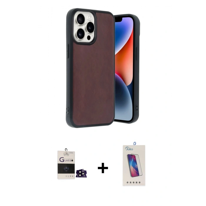 MARSİLYAN™- iPhone 14 Pro Max Kılıf Kıvılcım Işık Serisi - Siyah Joko 5D Cam + Bilvis Titan Kamera Lens - SH