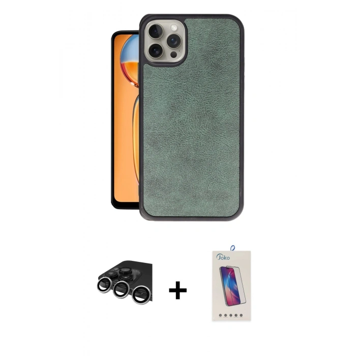 MARSİLYAN™- iPhone 14 Pro Max Kılıf Kıvılcım Işık Serisi - Siyah Joko 5D Cam + Gümüş Raze Metal Kamera Lens