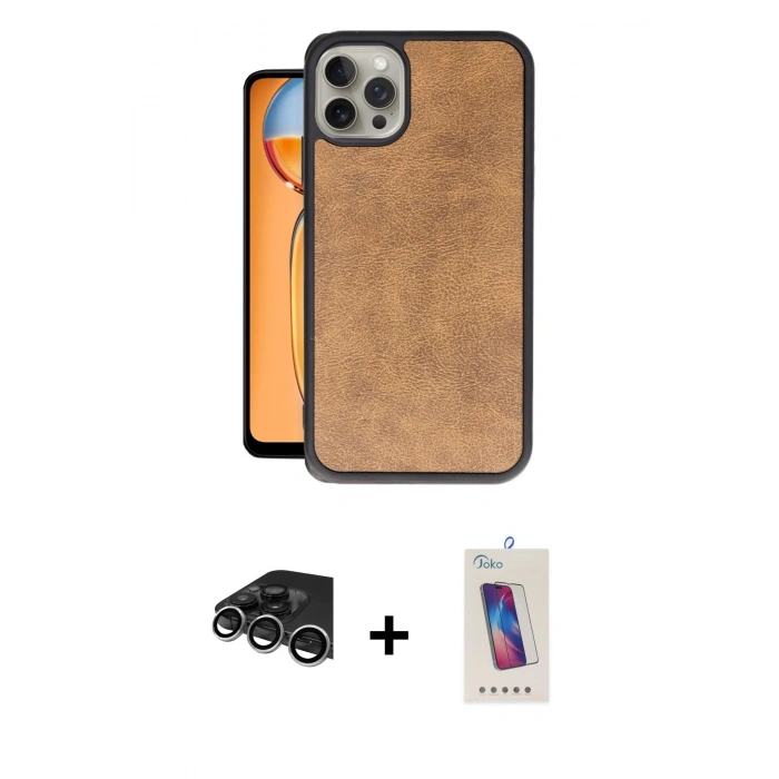 MARSİLYAN™- iPhone 14 Pro Max Kılıf Kıvılcım Işık Serisi - Siyah Joko 5D Cam + Gümüş Raze Metal Kamera Lens