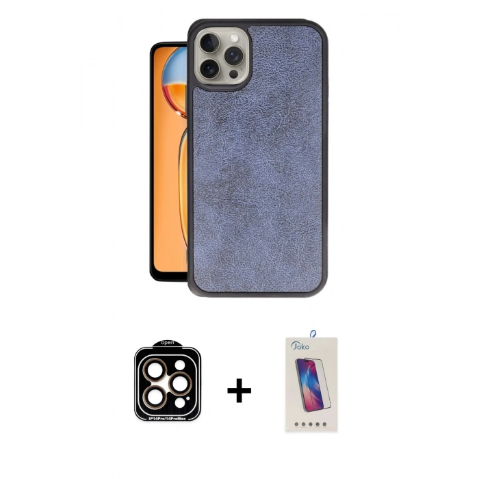 MARSİLYAN™- iPhone 14 Pro Max Kılıf Kıvılcım Işık Serisi - Siyah Joko 5D Cam + PVD Metal Kamera Lens - TU