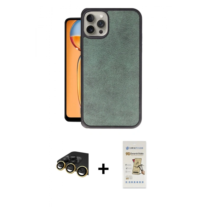 MARSİLYAN™- iPhone 14 Pro Max Kılıf Kıvılcım Işık Serisi - Siyah Mat Seramik Nano Ekran Koruyucu + Raze Metal Kamera Lens - GD