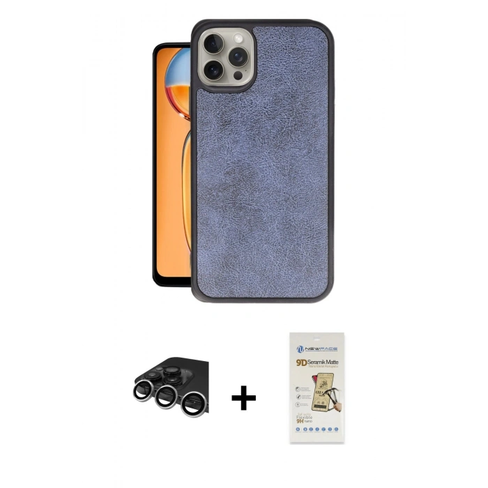MARSİLYAN™- iPhone 14 Pro Max Kılıf Kıvılcım Işık Serisi - Siyah Mat Seramik Nano Ekran Koruyucu + Raze Metal Kamera Lens - GS