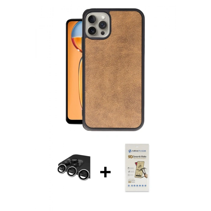 MARSİLYAN™- iPhone 14 Pro Max Kılıf Kıvılcım Işık Serisi - Siyah Mat Seramik Nano Ekran Koruyucu + Raze Metal Kamera Lens - GS