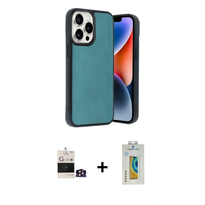 MARSİLYAN™- iPhone 14 Pro Max Kılıf Kıvılcım Işık Serisi - Siyah Polymer Nano Ekran Koruyucu + Bilvis Titan Kamera Lens - GD
