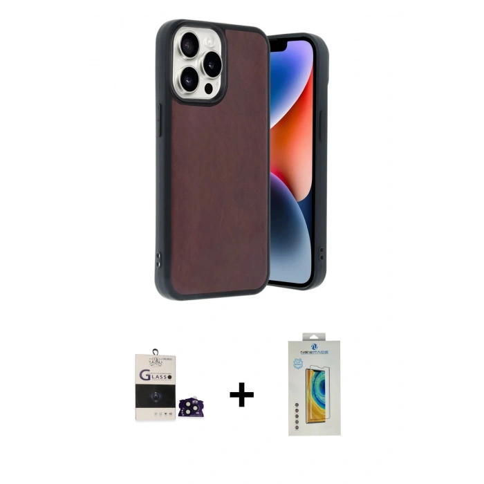 MARSİLYAN™- iPhone 14 Pro Max Kılıf Kıvılcım Işık Serisi - Siyah Polymer Nano Ekran Koruyucu + Bilvis Titan Kamera Lens - SH