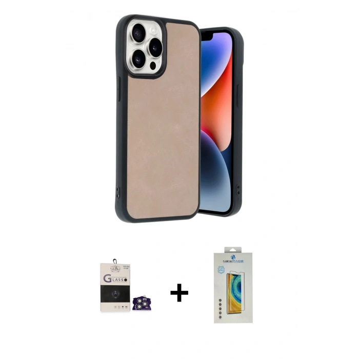 MARSİLYAN™- iPhone 14 Pro Max Kılıf Kıvılcım Işık Serisi - Siyah Polymer Nano Ekran Koruyucu + Bilvis Titan Kamera Lens - GS