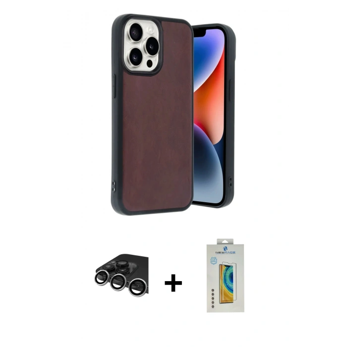 MARSİLYAN™- iPhone 14 Pro Max Kılıf Kıvılcım Işık Serisi - Siyah Polymer Nano Ekran Koruyucu + Raze Metal Kamera Lens - GS