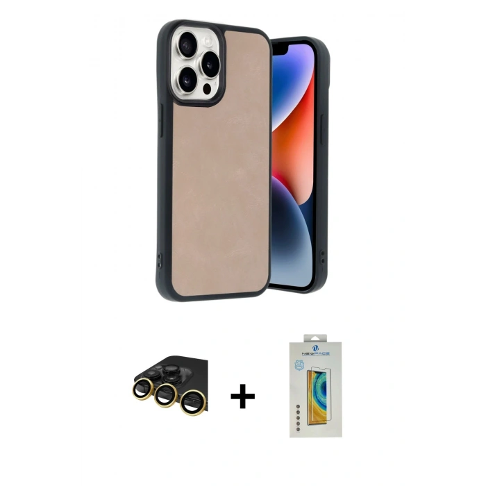 MARSİLYAN™- iPhone 14 Pro Max Kılıf Kıvılcım Işık Serisi - Siyah Polymer Nano Ekran Koruyucu + Raze Metal Kamera Lens - GD
