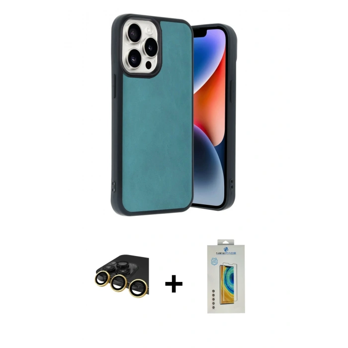 MARSİLYAN™- iPhone 14 Pro Max Kılıf Kıvılcım Işık Serisi - Siyah Polymer Nano Ekran Koruyucu + Raze Metal Kamera Lens - GD