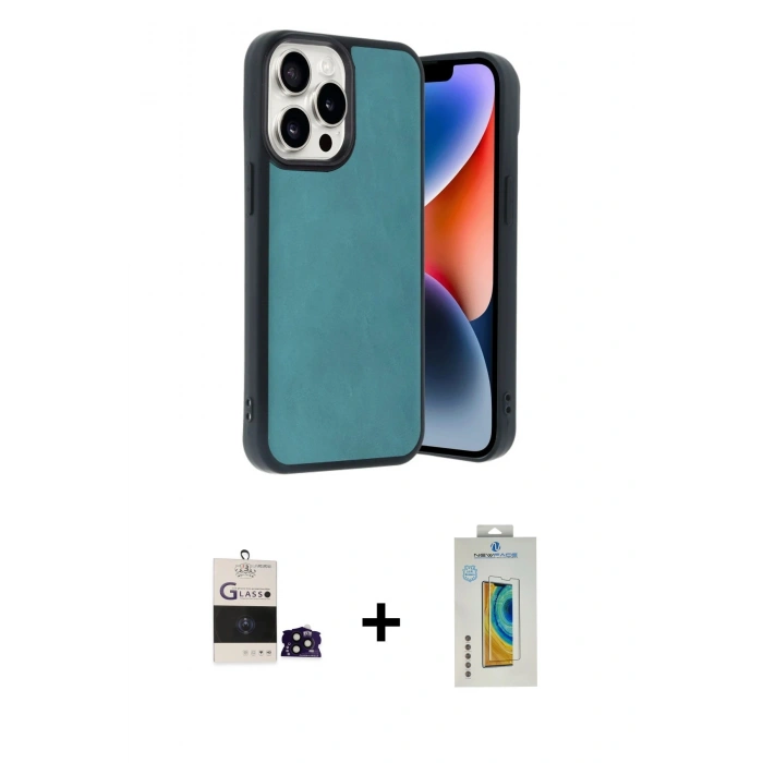 MARSİLYAN™- iPhone 14 Pro Max Kılıf Kıvılcım Işık Serisi - Siyah Polymer Nano Ekran Koruyucu + Bilvis Titan Kamera Lens - SH