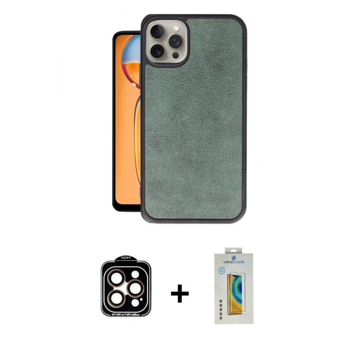 MARSİLYAN™- iPhone 14 Pro Max Kılıf Kıvılcım Işık Serisi - Siyah Polymer Nano Ekran Koruyucu + PVD Metal Kamera Lens - TU