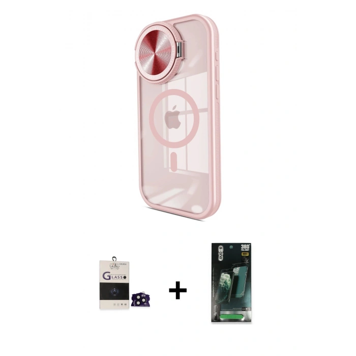 MARSİLYAN™- iPhone 14 Pro Max Kılıf Kıvılcım Modern Koleksiyonu - Şeffaf 360 Full Body Arka Koruyucu + Bilvis Titan Kamera Lens - SH