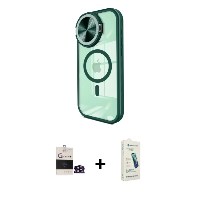 MARSİLYAN™- iPhone 14 Pro Max Kılıf Kıvılcım Modern Koleksiyonu - Şeffaf Pasifik Cam Ekran Koruyucu + Bilvis Titan Kamera Lens - SH