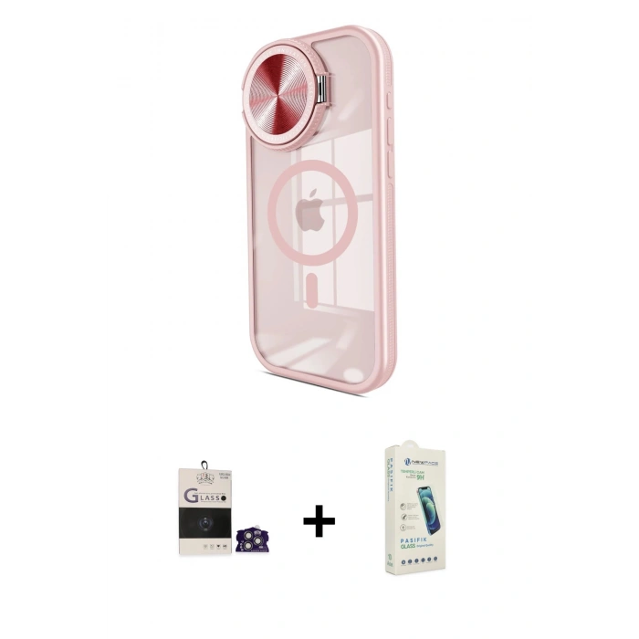MARSİLYAN™- iPhone 14 Pro Max Kılıf Kıvılcım Modern Koleksiyonu - Şeffaf Pasifik Cam Ekran Koruyucu + Bilvis Titan Kamera Lens - GS