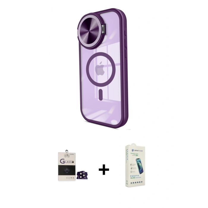 MARSİLYAN™- iPhone 14 Pro Max Kılıf Kıvılcım Modern Koleksiyonu - Şeffaf Pasifik Cam Ekran Koruyucu + Bilvis Titan Kamera Lens - SH