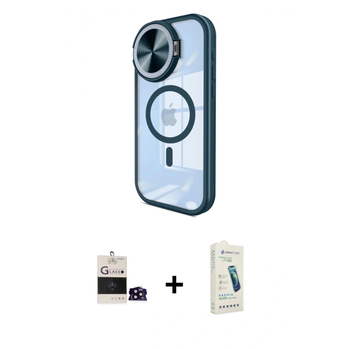 MARSİLYAN™- iPhone 14 Pro Max Kılıf Kıvılcım Modern Koleksiyonu - Şeffaf Pasifik Cam Ekran Koruyucu + Bilvis Titan Kamera Lens - SH