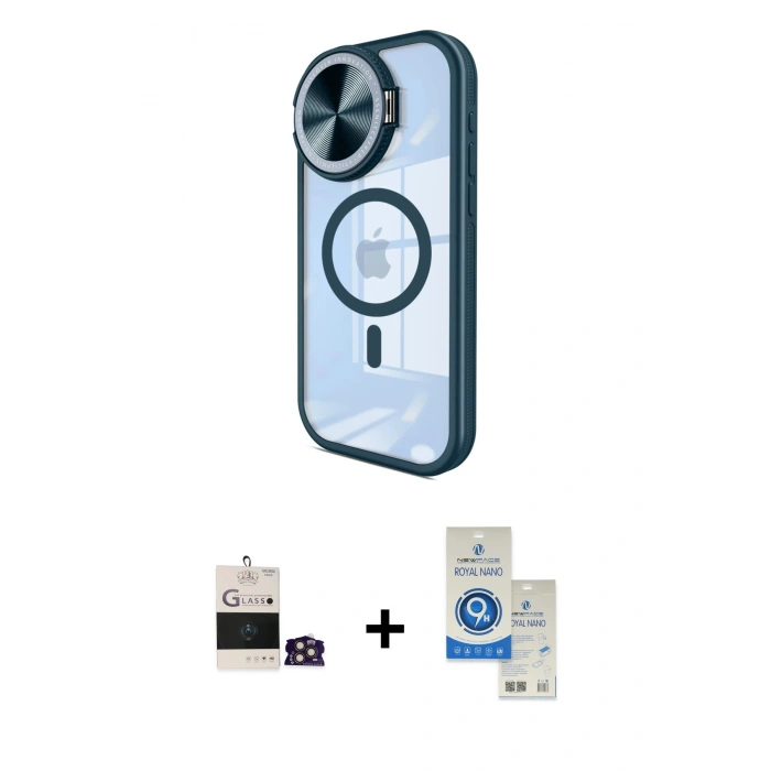 MARSİLYAN™- iPhone 14 Pro Max Kılıf Kıvılcım Modern Koleksiyonu - Şeffaf Royal Nano Ekran Koruyucu + Bilvis Titan Kamera Lens - GD