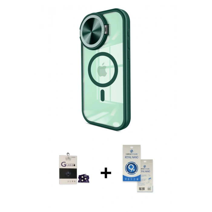 MARSİLYAN™- iPhone 14 Pro Max Kılıf Kıvılcım Modern Koleksiyonu - Şeffaf Royal Nano Ekran Koruyucu + Siyah Bilvis Titan Kamera Lens