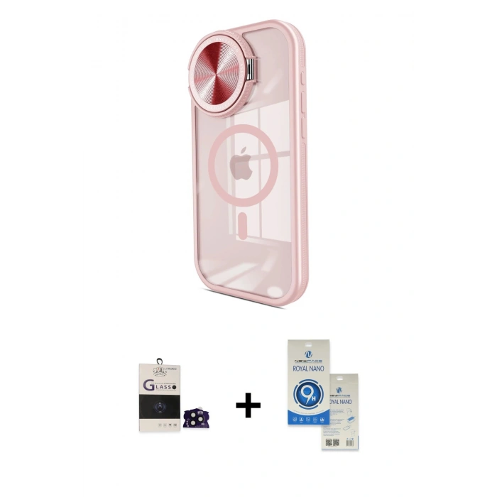MARSİLYAN™- iPhone 14 Pro Max Kılıf Kıvılcım Modern Koleksiyonu - Şeffaf Royal Nano Ekran Koruyucu + Siyah Bilvis Titan Kamera Lens
