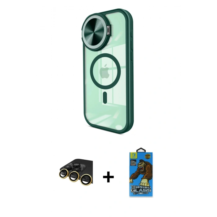 MARSİLYAN™- iPhone 14 Pro Max Kılıf Kıvılcım Modern Koleksiyonu - Siyah 18D Cam Ekran Koruyucu + Raze Metal Kamera Lens - GD