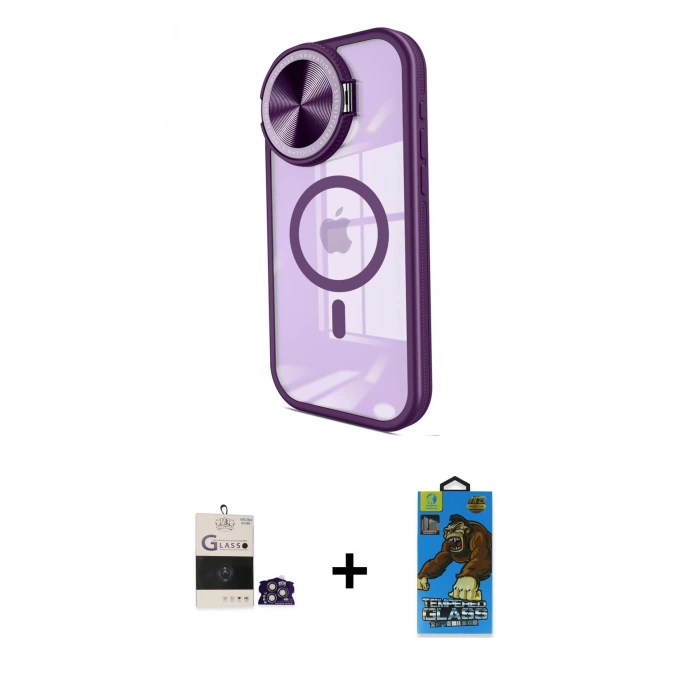 MARSİLYAN™- iPhone 14 Pro Max Kılıf Kıvılcım Modern Koleksiyonu - Siyah 18D Cam Ekran Koruyucu + Gümüş Bilvis Titan Kamera Lens