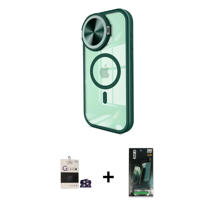 MARSİLYAN™- iPhone 14 Pro Max Kılıf Kıvılcım Modern Koleksiyonu - Siyah 360 Mat Full Body Arka Koruyucu + Bilvis Titan Kamera Lens - GS