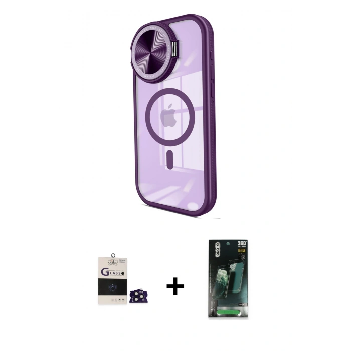 MARSİLYAN™- iPhone 14 Pro Max Kılıf Kıvılcım Modern Koleksiyonu - Siyah 360 Mat Full Body Arka Koruyucu + Bilvis Titan Kamera Lens - DNMR