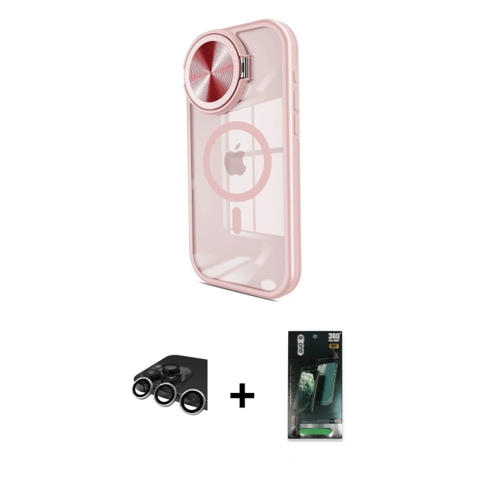 MARSİLYAN™- iPhone 14 Pro Max Kılıf Kıvılcım Modern Koleksiyonu - Siyah 360 Mat Full Body Arka Koruyucu + Raze Metal Kamera Lens - GS