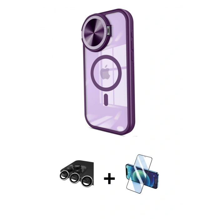MARSİLYAN™- iPhone 14 Pro Max Kılıf Kıvılcım Modern Koleksiyonu - Siyah 3D Antistatik Cam Ekran Koruyucu + Raze Metal Kamera Lens - GS