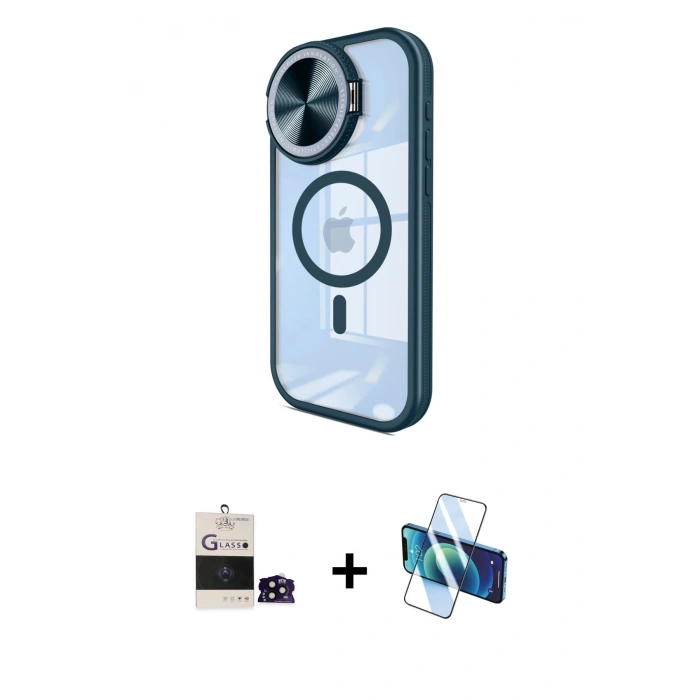 MARSİLYAN™- iPhone 14 Pro Max Kılıf Kıvılcım Modern Koleksiyonu - Siyah 3D Antistatik Cam Ekran Koruyucu + Bilvis Titan Kamera Lens - SH