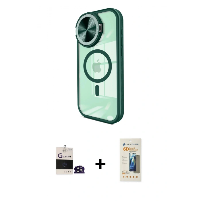 MARSİLYAN™- iPhone 14 Pro Max Kılıf Kıvılcım Modern Koleksiyonu - Siyah 6D Mat Seramik Hayalet Nano Ekran Koruyucu + Bilvis Titan Kamera Lens - DNMR