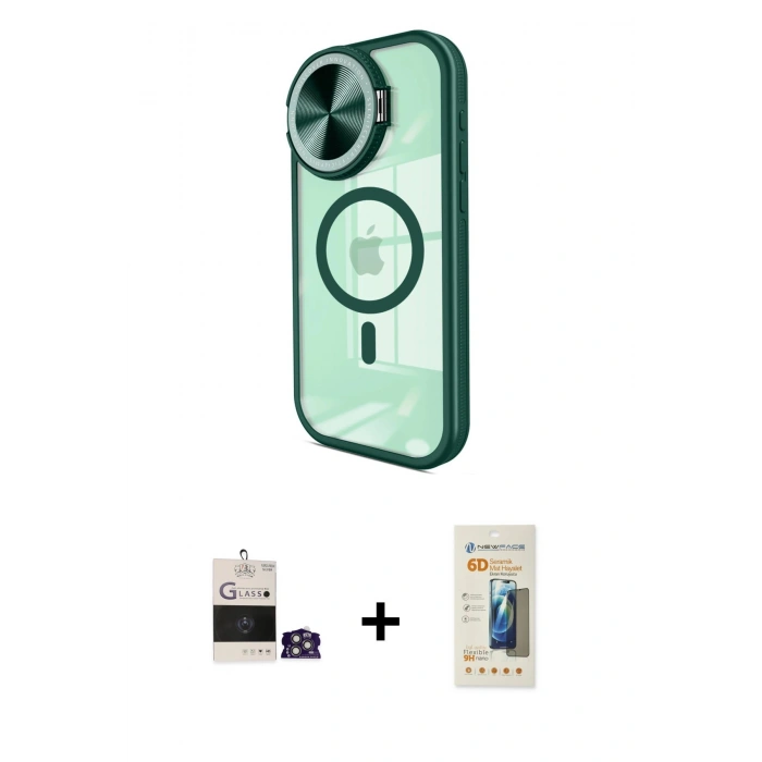 MARSİLYAN™- iPhone 14 Pro Max Kılıf Kıvılcım Modern Koleksiyonu - Siyah 6D Mat Seramik Hayalet Nano Ekran Koruyucu + Gümüş Bilvis Titan Kamera Lens