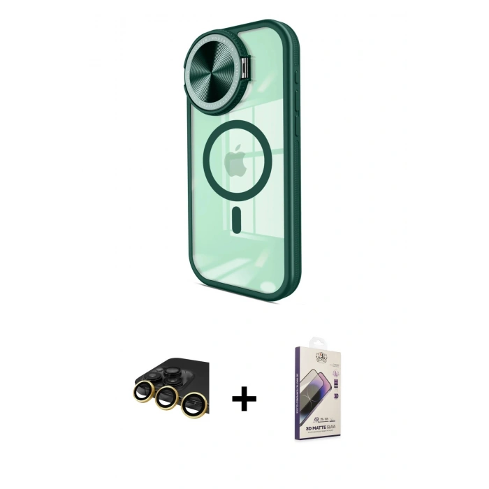 MARSİLYAN™- iPhone 14 Pro Max Kılıf Kıvılcım Modern Koleksiyonu - Siyah Bilvis 3D Mat Cam Ekran Koruyucu + Raze Metal Kamera Lens - GD