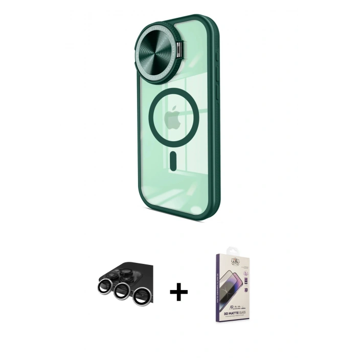 MARSİLYAN™- iPhone 14 Pro Max Kılıf Kıvılcım Modern Koleksiyonu - Siyah Bilvis 3D Mat Cam Ekran Koruyucu + Raze Metal Kamera Lens - GS