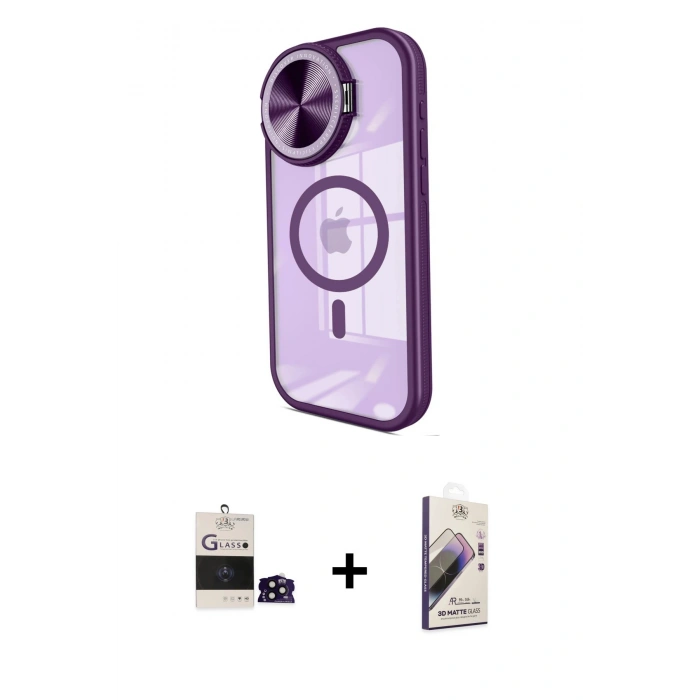 MARSİLYAN™- iPhone 14 Pro Max Kılıf Kıvılcım Modern Koleksiyonu - Siyah Bilvis 3D Mat Cam Ekran Koruyucu + Bilvis Titan Kamera Lens - SH