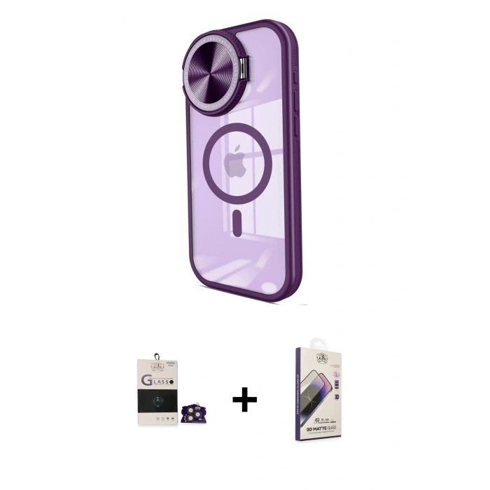 MARSİLYAN™- iPhone 14 Pro Max Kılıf Kıvılcım Modern Koleksiyonu - Siyah Bilvis 3D Mat Cam Ekran Koruyucu + Gold Bilvis Titan Kamera Lens