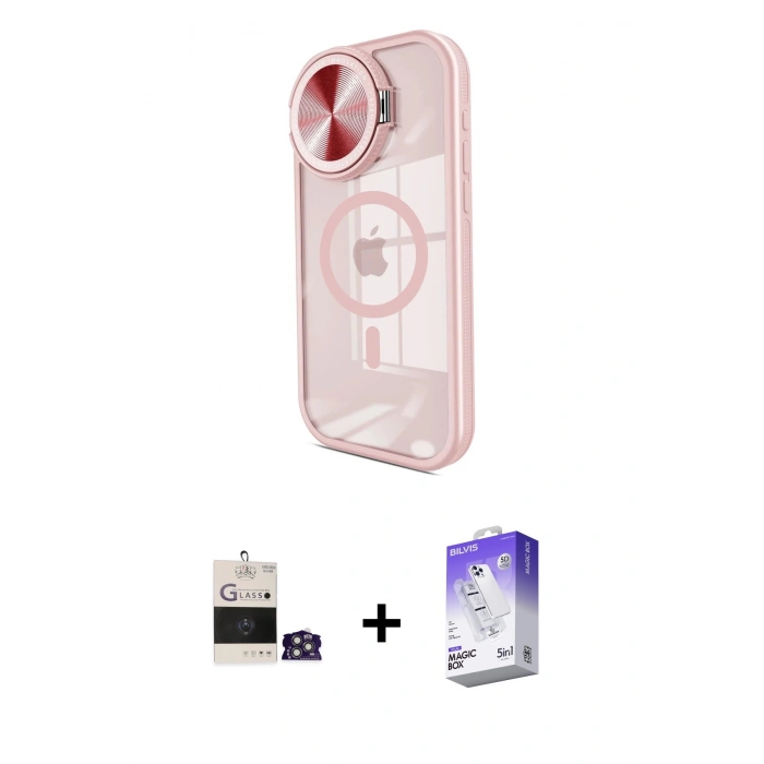 MARSİLYAN™- iPhone 14 Pro Max Kılıf Kıvılcım Modern Koleksiyonu - Siyah Bilvis 5in1 3D Magic Cam Ekran Koruyucu + Bilvis Titan Kamera Lens - GS