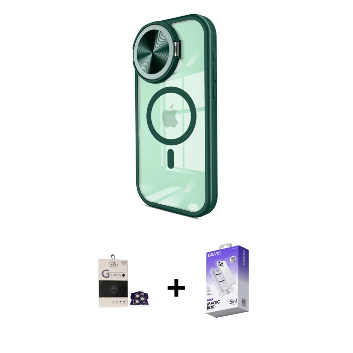 MARSİLYAN™- iPhone 14 Pro Max Kılıf Kıvılcım Modern Koleksiyonu - Siyah Bilvis 5in1 3D Magic Cam Ekran Koruyucu + Bilvis Titan Kamera Lens - GS