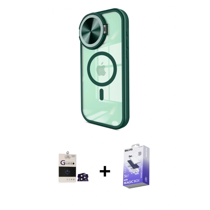 MARSİLYAN™- iPhone 14 Pro Max Kılıf Kıvılcım Modern Koleksiyonu - Siyah Bilvis 5in1 5D Magic Hayalet Cam Ekran Koruyucu + Bilvis Titan Kamera Lens - DNMR