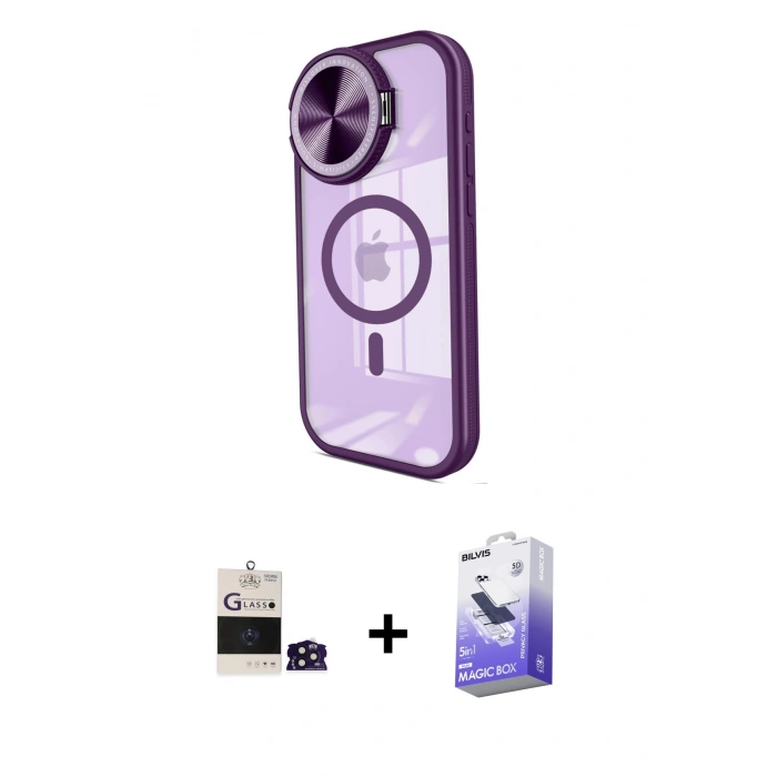 MARSİLYAN™- iPhone 14 Pro Max Kılıf Kıvılcım Modern Koleksiyonu - Siyah Bilvis 5in1 5D Magic Hayalet Cam Ekran Koruyucu + Bilvis Titan Kamera Lens - DNMR