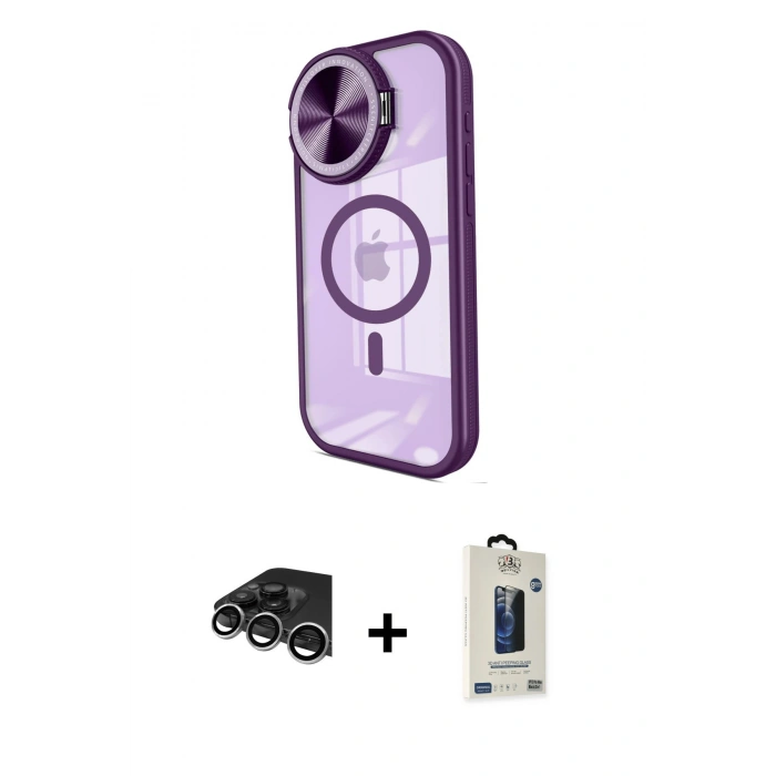 MARSİLYAN™- iPhone 14 Pro Max Kılıf Kıvılcım Modern Koleksiyonu - Siyah Bilvis Hayalet Cam Ekran Koruyucu + Raze Metal Kamera Lens - GS