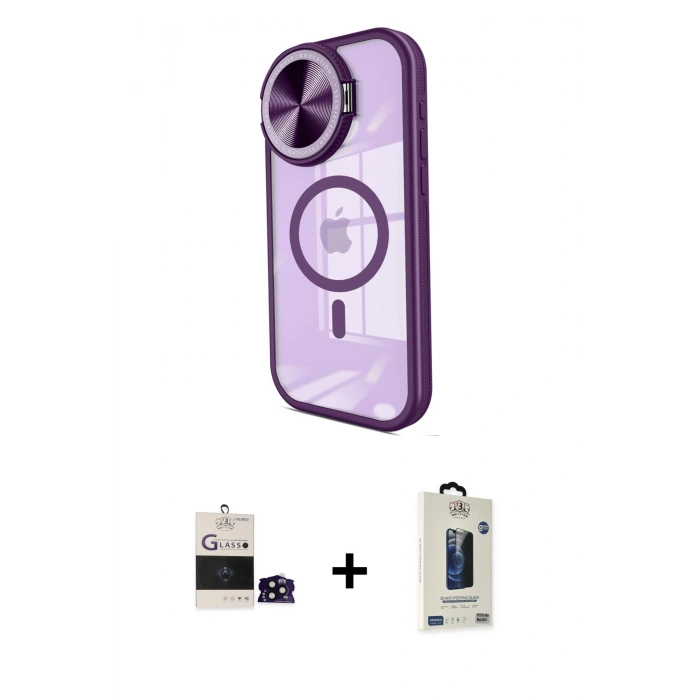 MARSİLYAN™- iPhone 14 Pro Max Kılıf Kıvılcım Modern Koleksiyonu - Siyah Bilvis Hayalet Cam Ekran Koruyucu + Bilvis Titan Kamera Lens - SH